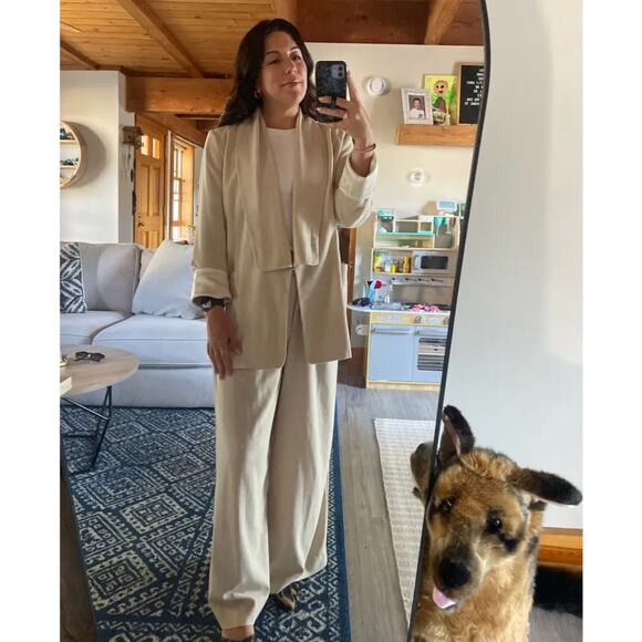 Rodebjer Idalia Blazer Beige Oversized Open Front Relaxed Shawl Collar Sz M - Picture 5 of 13